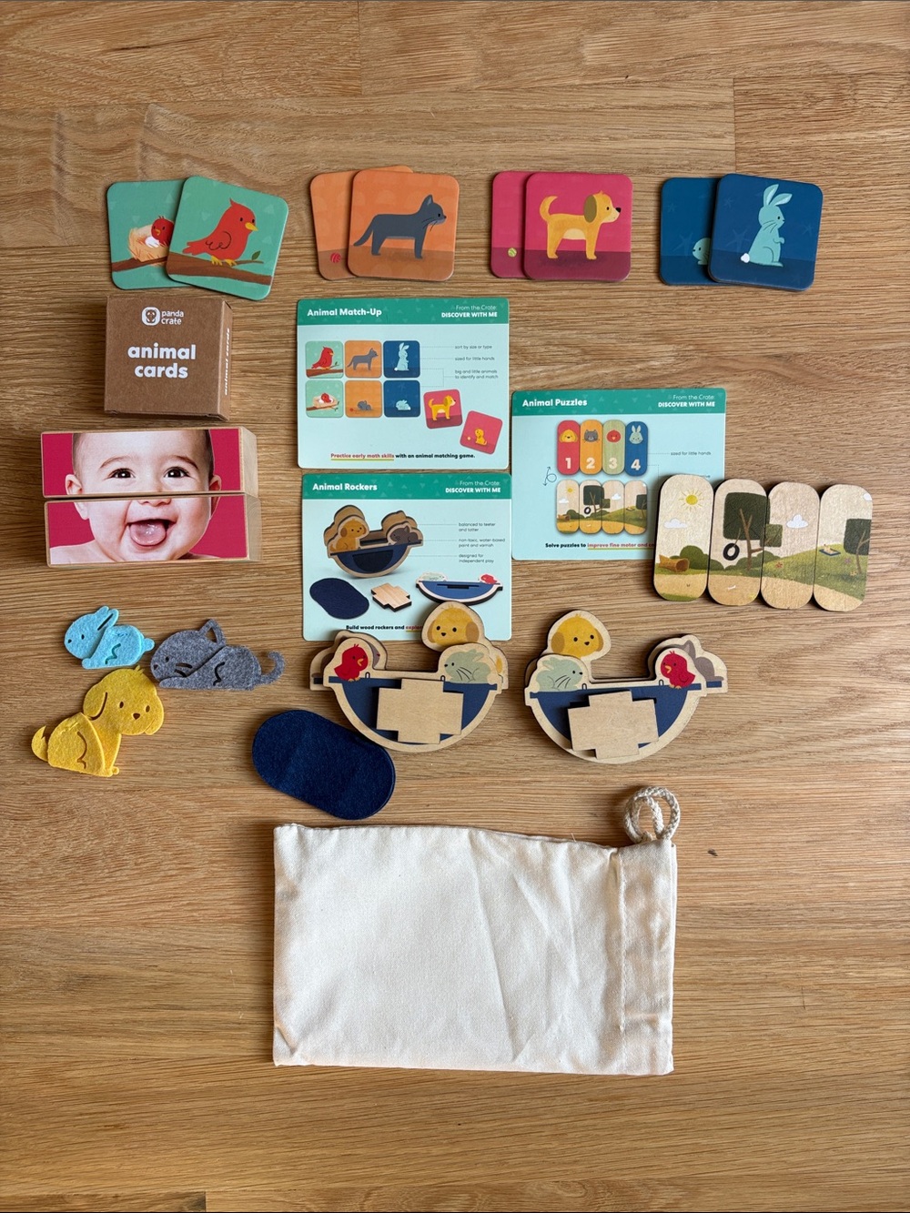 PANDA CRATE, KIWICO | Animal Cards & Wooden Matching Toy Set - Multicolor